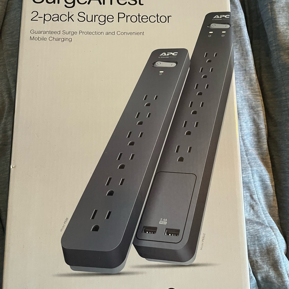 A.P.C. Gray Surge Protector Set with USB Ports